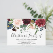 Burgundy Watercolor Work Office Weihnachts-Party Einladung (Stehend Vorderseite)