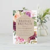 Burgundy Watercolor Wreath Brautparty Brunch Einladung (Stehend Vorderseite)