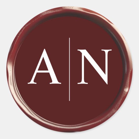 Burgundy Wax Siegel Wedding Monogram Sticker (Vorderseite)