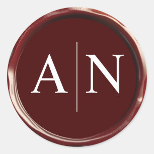 Burgundy Wax Siegel Wedding Monogram Sticker