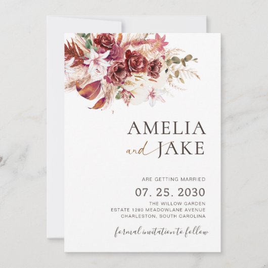 Burgundy We’re Getting Married Save the Date  (Vorderseite)