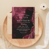 Burgundy Wedding Agate & Gold Royal Wedding Bordo Einladung