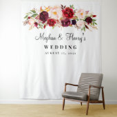 Burgundy Wedding Backdrop, Foto Booth Prop Wandteppich (Beispiel)