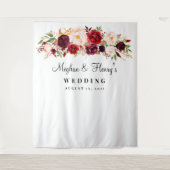 Burgundy Wedding Backdrop, Foto Booth Prop Wandteppich (Vorderseite)