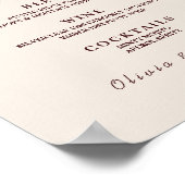 Burgundy Wedding Bar Menu  Poster (Ecke)