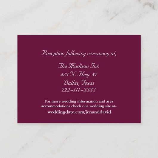 Burgundy Wedding Cards Begleitkarte (Vorderseite)