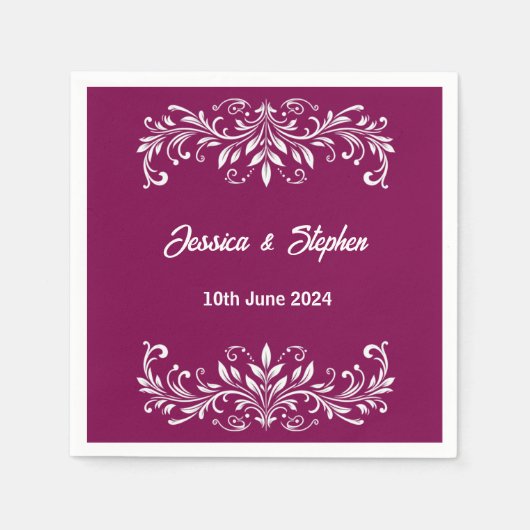 Burgundy Wedding Cocktail Napkin Serviette (Vorderseite)