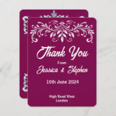 Burgundy Wedding Danke-Card Dankeskarte (Vorne/Hinten)