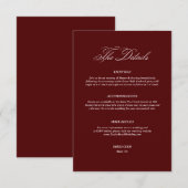 Burgundy Wedding Details Begleitkarte (Vorne/Hinten)