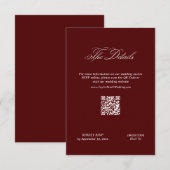 Burgundy Wedding Details Qr Code Begleitkarte (Vorne/Hinten)