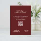 Burgundy Wedding Details Qr Code Begleitkarte (Stehend Vorderseite)