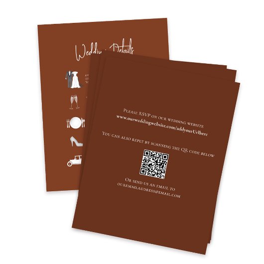 Burgundy Wedding Details Timeline RSVP Card
