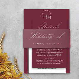 Burgundy Wedding Elegante Kalligraphie Einladungsbanderole