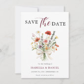 Burgundy Wedding Floral Save The Date (Vorderseite)