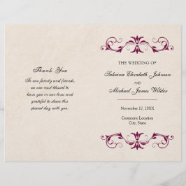 Burgundy Wedding Folding Programm | Tan Hintergrun