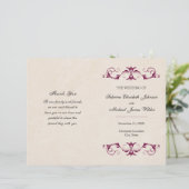 Burgundy Wedding Folding Programm | Tan Hintergrun (Stehend Vorderseite)