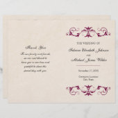 Burgundy Wedding Folding Programm | Tan Hintergrun (Vorne/Hinten)