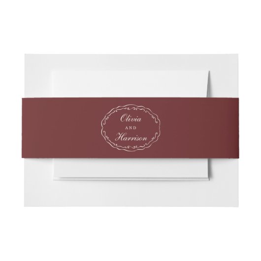 Burgundy Wedding Invitation Belly Band (Vorderseite Beispiel)