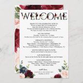 Burgundy Wedding Itinerary - Bachelorette Willkomm Programm (Vorne/Hinten)