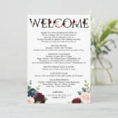 Burgundy Wedding Itinerary - Bachelorette Willkomm Programm (Stehend Vorderseite)