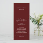 Burgundy Wedding Menu Card Einladung (Stehend Vorderseite)