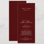 Burgundy Wedding Menu Card Einladung (Vorne/Hinten)