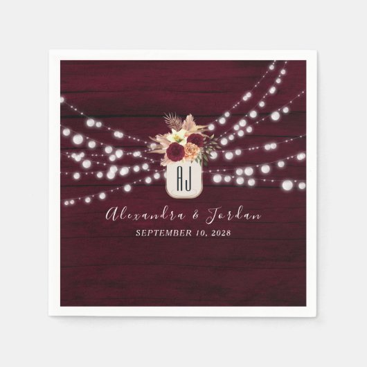 Burgundy Wedding Napkins Serviette (Vorderseite)