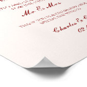 Burgundy Wedding Photo Guest Book Poster (Ecke)