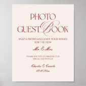 Burgundy Wedding Photo Guest Book Poster (Vorne)
