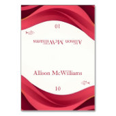 Burgundy Wedding Place Card-Fish Icon Tischnummer (Vorderseite)