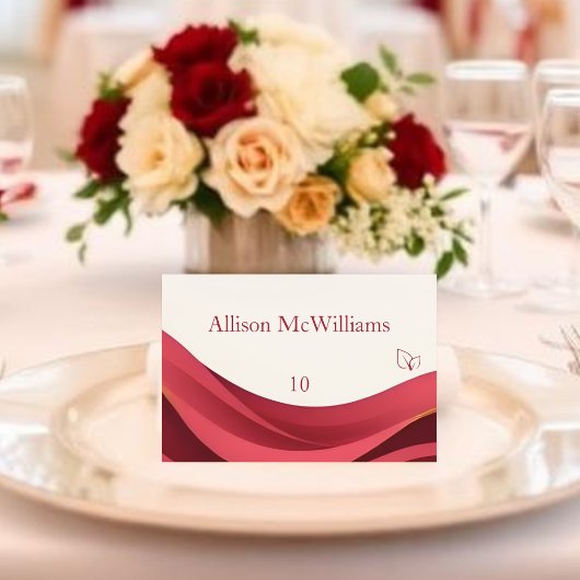 Burgundy Wedding Place Card-Vegan Tischnummer
