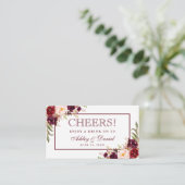 Burgundy Wedding Reception Drink Ticket Card Begleitkarte (Stehend Vorderseite)