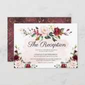 Burgundy Wedding Reception Enclosure Card Begleitkarte (Vorne/Hinten)