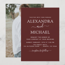 Burgundy Wedding Romantic Foto Einladung