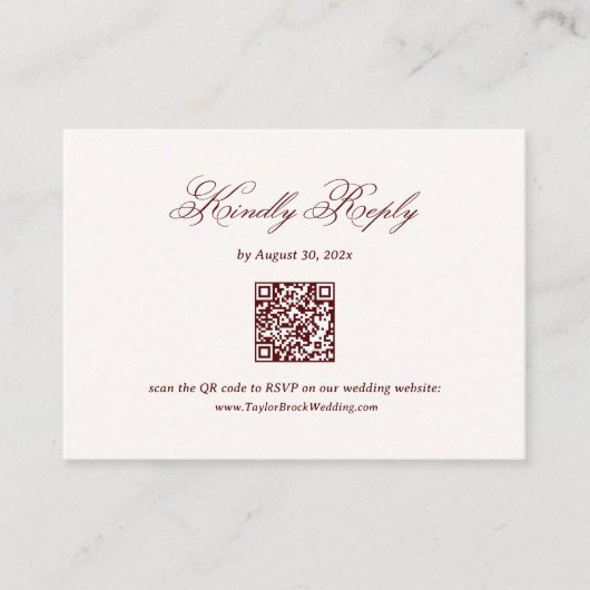 Burgundy Wedding RSVP  Begleitkarte (Vorderseite)