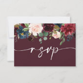 Burgundy Wedding RSVP QR Code Card Mitteilungskarte (Vorderseite)