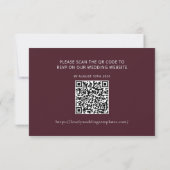 Burgundy Wedding RSVP QR Code Card Mitteilungskarte (Rückseite)