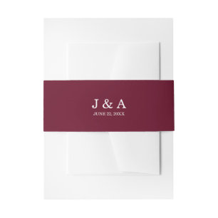 Burgundy Wedding Rustic Personalisiert Red Solid Einladungsbanderole