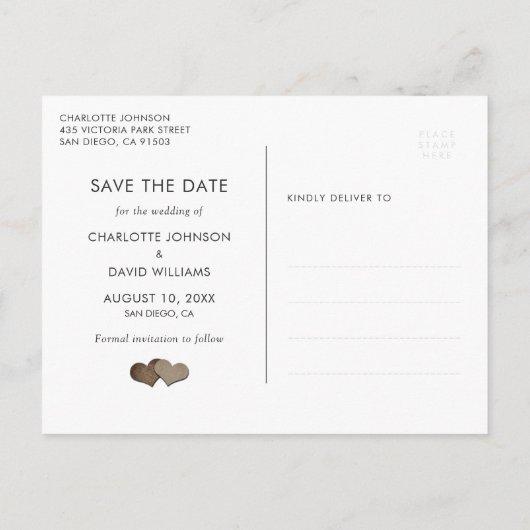 Burgundy Wedding Save the Date Foto Postkarten (Rückseite)