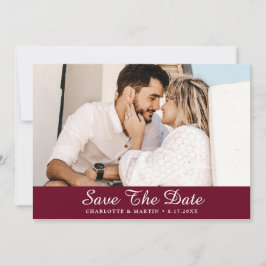 Burgundy Wedding Script Foto Speichern Sie die Dat Save The Date