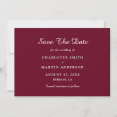 Burgundy Wedding Script Foto Speichern Sie die Dat Save The Date (Rückseite)