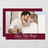 Burgundy Wedding Script Foto Speichern Sie die Dat Save The Date (Vorne/Hinten)