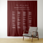 Burgundy Wedding Seating Chart Alphabetical Fabric Wandteppich (Beispiel)