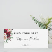 Burgundy Wedding Seating Chart Card Karte (Stehend Vorderseite)