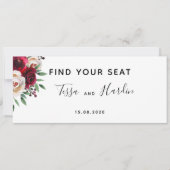 Burgundy Wedding Seating Chart Card Karte (Vorderseite)