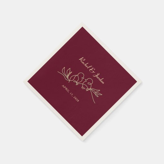 Burgundy Wedding Serviette (Ecke)