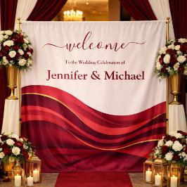 Burgundy Wedding Sign Wandteppich