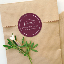 Burgundy Wedding Simple Calligraphy Script Leckere Runder Aufkleber