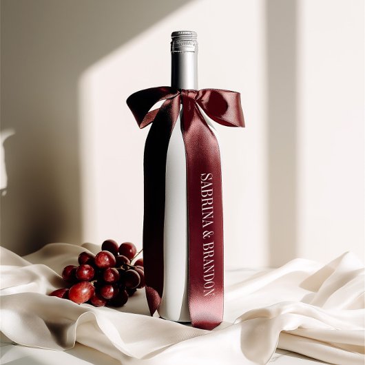 Burgundy Wedding Single Inscription Custom Names Satinband