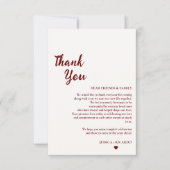 Burgundy Wedding Table Danke Karte (Vorderseite)